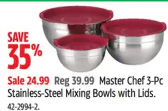 Canadian Tire Master Chef 3-Pc Stainless-Steel Mixing Bowls with Lids offer