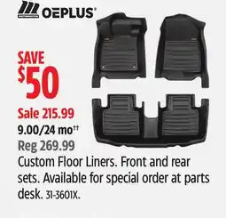 Canadian Tire OEplus Custom Floor Liners. Front and rear sets offer
