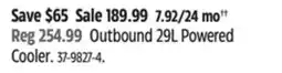 Canadian Tire Outbound 29L Powered Cooler offer