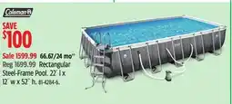 Canadian Tire Rectangular Steel-Frame Pool. 22´ l x 12´ w x 52˝ h offer
