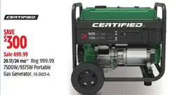 Canadian Tire 7500W/9375W Portable Gas Generator offer