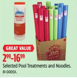 Canadian Tire Selected Pool Treatments and Noodles offer