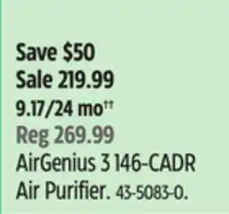 Canadian Tire AirGenius 3 146-CADR Air Purifier offer