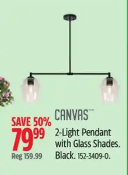 Canadian Tire CANVAS 2-Light Pendant with Glass Shades offer