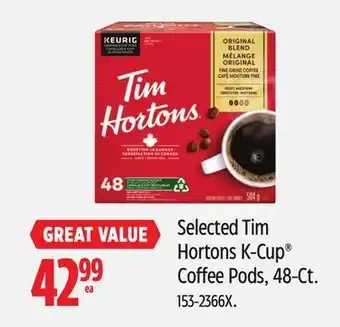 Canadian Tire Selected Tim Hortons K-Cup Coffee Pods, 48-Ct offer