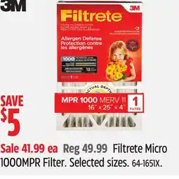 Canadian Tire 3M Filtrete Micro 1000MPR Filter offer