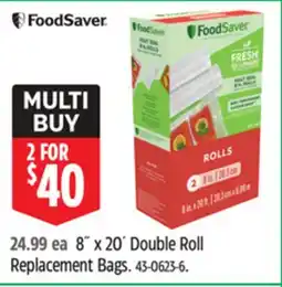 Canadian Tire Foodsaver 8 x 20' Double Roll Replacement Bags offer