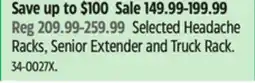 Canadian Tire Selected Headache Racks, Senior Extender and Truck Rack offer