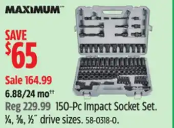 Canadian Tire MAXIMUM 150-Pc Impact Socket Set offer