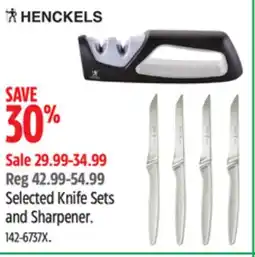 Canadian Tire Henckels Selected Knife Sets and Sharpener offer