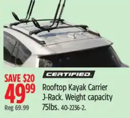 Canadian Tire Certified Rooftop Kayak Carrier J-Rack offer