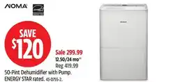 Canadian Tire NOMA 50-Pint Dehumidifier with Pump offer