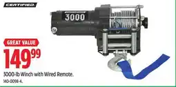 Canadian Tire 3000-lb Winch with Wired Remote offer