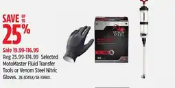 Canadian Tire Selected MotoMaster Fluid Transfer Tools or Venom Steel Nitric Gloves offer