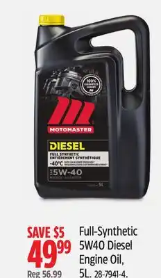 Canadian Tire Motomaster Full-Synthetic 5W40 Diesel Engine Oil offer
