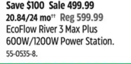 Canadian Tire EcoFlow River 3 Max Plus 600W/1200W Power Station offer