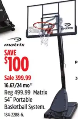 Canadian Tire Matrix 54˝ Portable Basketball System offer