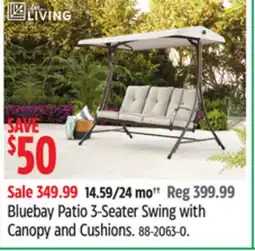 Canadian Tire for living Bluebay Patio 3-Seater Swing with Canopy and Cushions offer