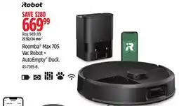 Canadian Tire Irobot Roomba Max 705 Vac Robot + AutoEmpty Dock offer