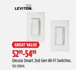 Canadian Tire Leviton Decora Smart 2nd Gen Wi-FI Switches offer