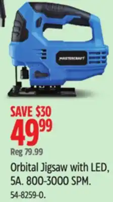 Canadian Tire Mastercraft Orbital Jigsaw with LED offer