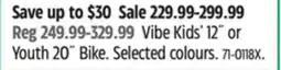 Canadian Tire Vibe Kids' 12˝ or Youth 20˝ Bike offer