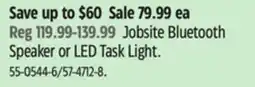 Canadian Tire Jobsite Bluetooth Speaker or LED Task Light offer