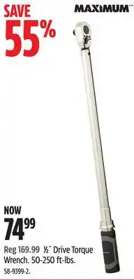 Canadian Tire Maximum 1⁄2˝ Drive Torque Wrench offer