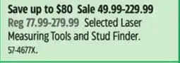 Canadian Tire Selected Bosch Laser Measuring Tools and Stud Finder offer