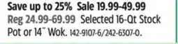 Canadian Tire Selected 16-Qt Stock Pot or 14˝ Wok offer