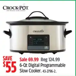 Canadian Tire Crock•Pot 6-Qt Digital Programmable Slow Cooker offer