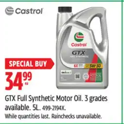 Canadian Tire Castrol GTX Full Synthetic Motor Oil offer