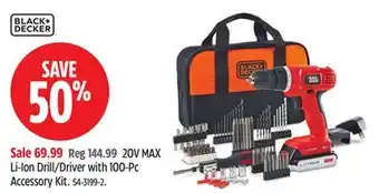 Canadian Tire 20V MAX Li-Ion Drill/Driver with 100-Pc Accessory Kit offer