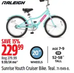 Canadian Tire Raleigh Sunrise Youth Cruiser Bike offer
