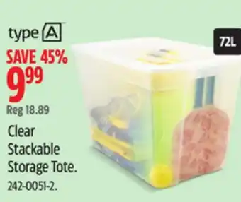 Canadian Tire Type A Clear Stackable Storage Tote offer