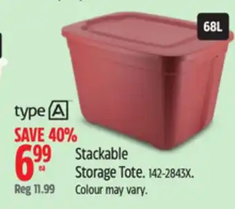 Canadian Tire TYPE A Stackable Storage Tote offer