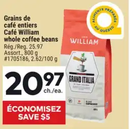 Giant Tiger Café William whole coffee beans offer