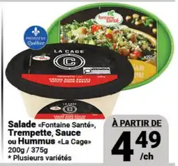 Pasquier Salade Fontaine Santé, Trempette, Sauce ou Hummus La Cage offer
