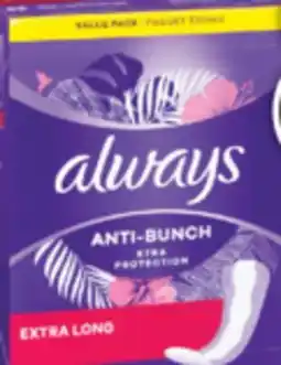Familiprix Always Anti-Bunch Xtra Protection liners extra long 68un offer