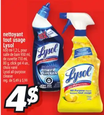 Metro NETTOYANT TOUT USAGE LYSOL | LYSOL ALL-PURPOSE CLEANER offer