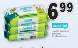 Familiprix ESSENTIEL, Baby wipes, 3 x 64 /units offer