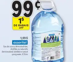 Familiprix Essentiel demineralized spring water offer