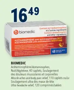 Familiprix Biomedic nighttime acetaminophen caplets with antihistamine for adults 40un offer