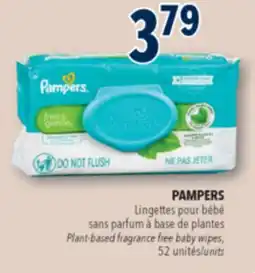 Familiprix PAMPERS, Plant-based fragrance free baby wipes, 52 units offer