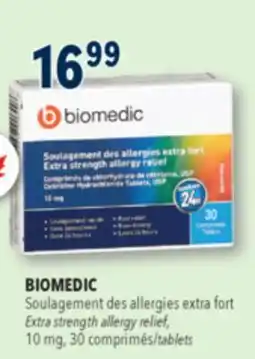 Familiprix BIOMEDIC Extra strength allergy relief, 10mg, 30 tablets offer