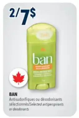 Familiprix BAN antiperspirants or deodorants offer