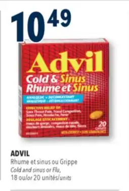 Familiprix ADVIL Cold and sinus or Flu, 18 or 20 units offer