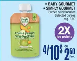 Jean Coutu BABY GOURMET, SIMPLY GOURMET Selected purees offer