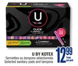 Jean Coutu U BY KOTEX Selected sanitary pads and tampons offer