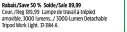 Canadian Tire Motomaster 3000-Lumen Detachable Tripod Work Light offer